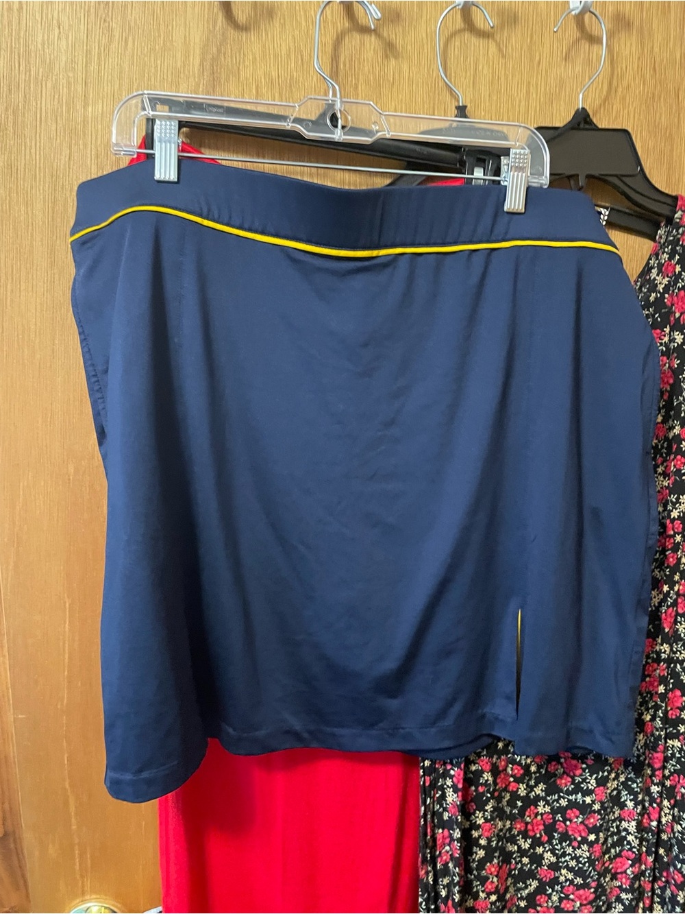 Women's Navy A-Line Skirt with Yellow Piping
